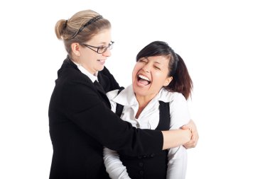 Happy business women funny moment clipart