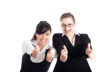 Happy business women thumbs up clipart