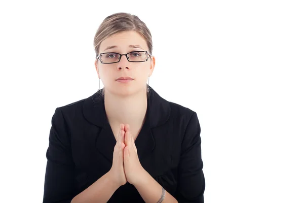 Отчаянная женщина молится — стоковое фото