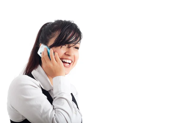 Joven mujer de negocios feliz en el teléfono — Foto de Stock