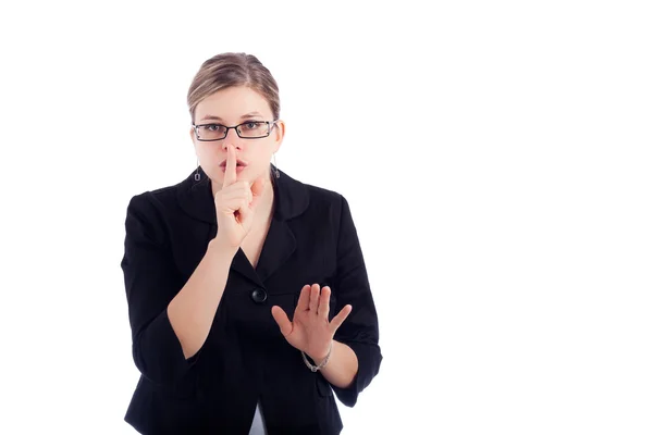 Podnikání žena směřují mlčení znamení — Stock fotografie