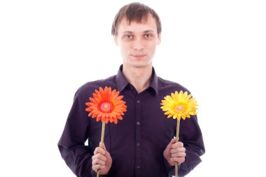 Single man with flowers clipart