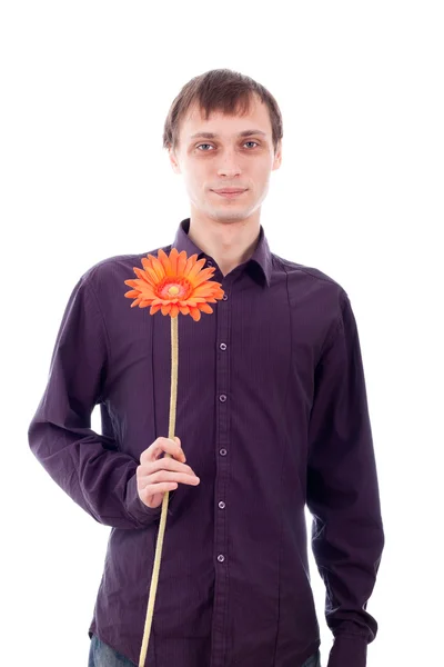 Homem solteiro com flor — Fotografia de Stock