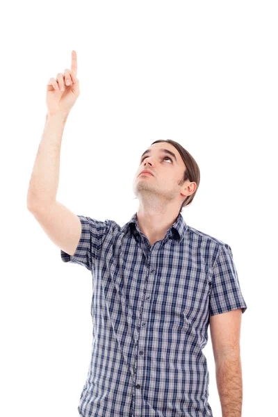 Homem apontando para cima — Fotografia de Stock