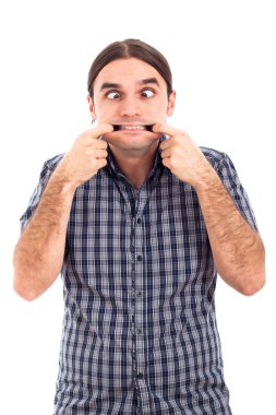 Man making funny faces clipart