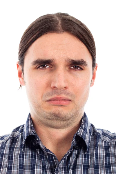 Nieszczęśliwy człowiek smutny twarz — Zdjęcie stockowe