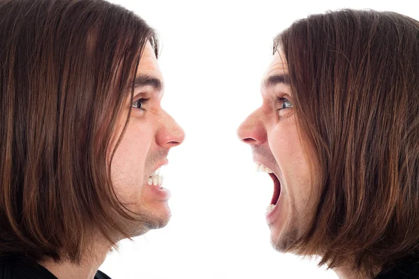 Profil dühös ember kiabálás arcát — Stock Fotó