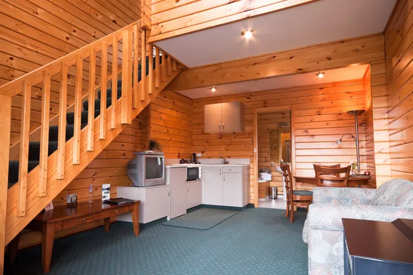 Lodge apartamento de madeira interior detalhe — Fotografia de Stock