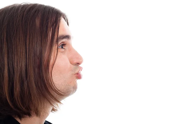 Профиль смешных мужских поцелуев — стоковое фото