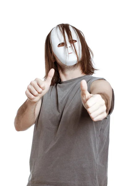 Horror man gesturing thumbs up — Stock Photo, Image