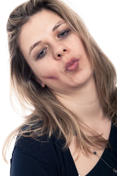 Sarhoş kadın yüzü yorgun — Stok fotoğraf