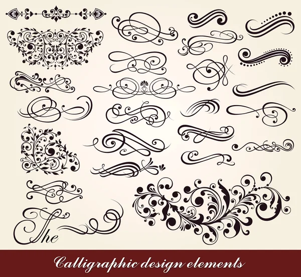 Vector set of calligraphic design elements — Stock Vector