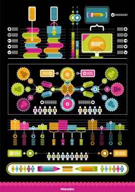 siyah zemin infographics