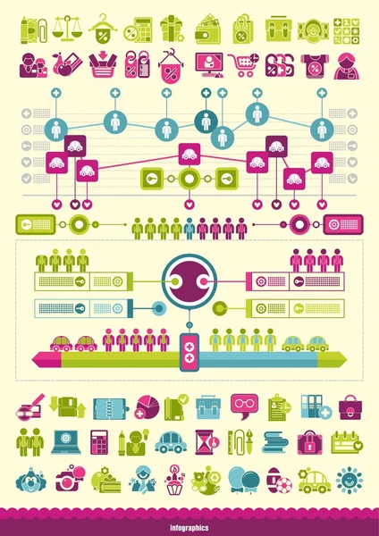 Icoane și infografice — Vector de stoc