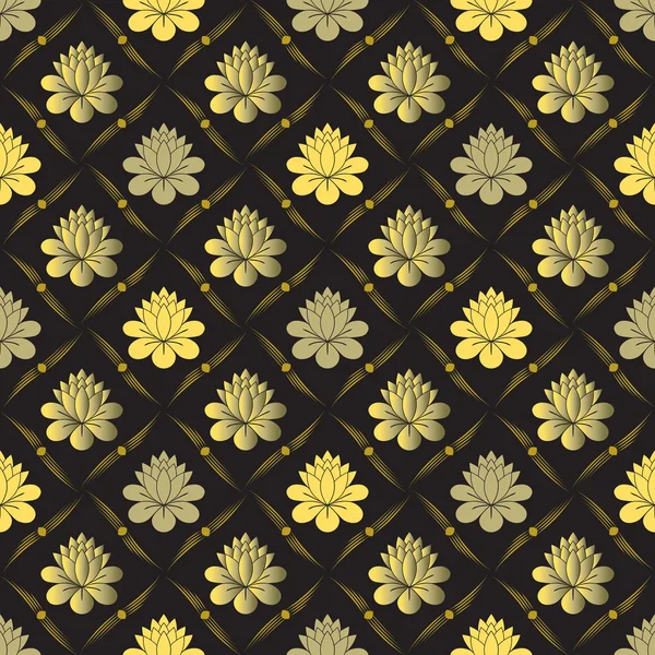 Vector padrão floral ouro sem costura — Vetor de Stock