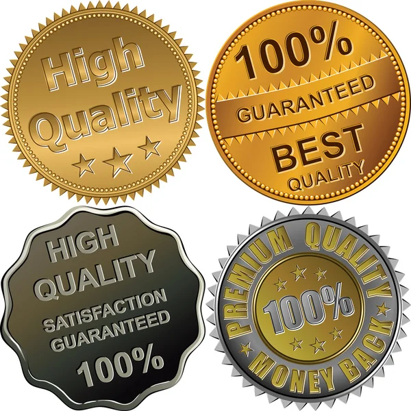 Sada zlatých, stříbrných a bronzových medailí pro kvalitu — Stockový vektor