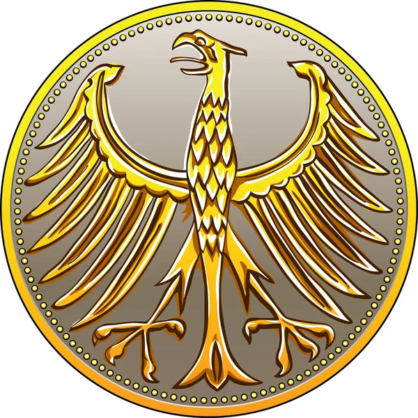 Vector Germany Money gold coin with heraldic eagle — Stock Vector