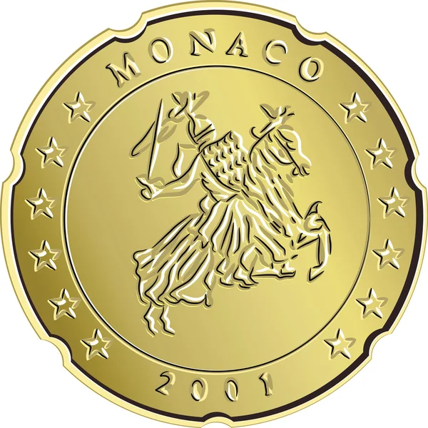 Vector Dinheiro dinheiro ouro eurocent monaco — Vetor de Stock