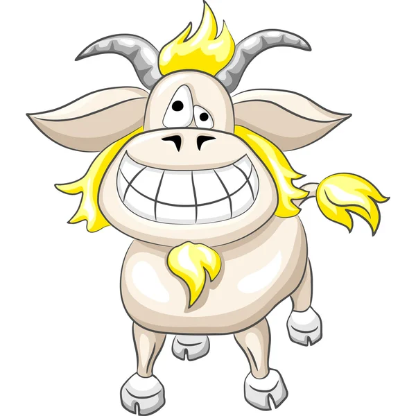 Vector cartoon funny goat smile — Stock Vector