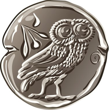 Vector ancient Greek money silver coin drachma clipart