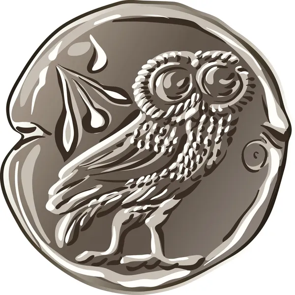 Vetor dinheiro grego antigo moeda de prata dracma — Vetor de Stock