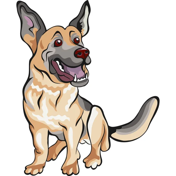 Vektor Cartoon Hund Deutsche Schäferhund Rasse — Stockvektor