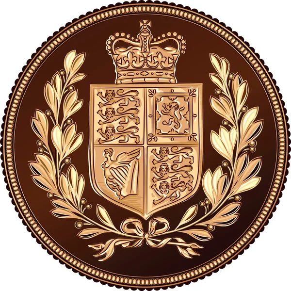 Векторный разворот золотых монеток, британских денег — стоковый вектор