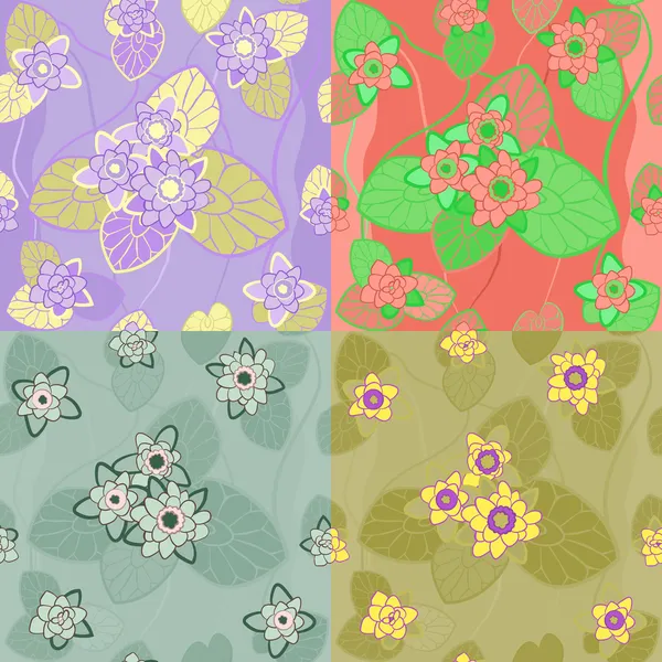 Set sans couture motif lotus — Image vectorielle