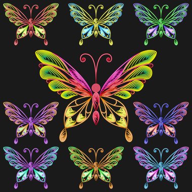 Vector set colorful butterflies clipart