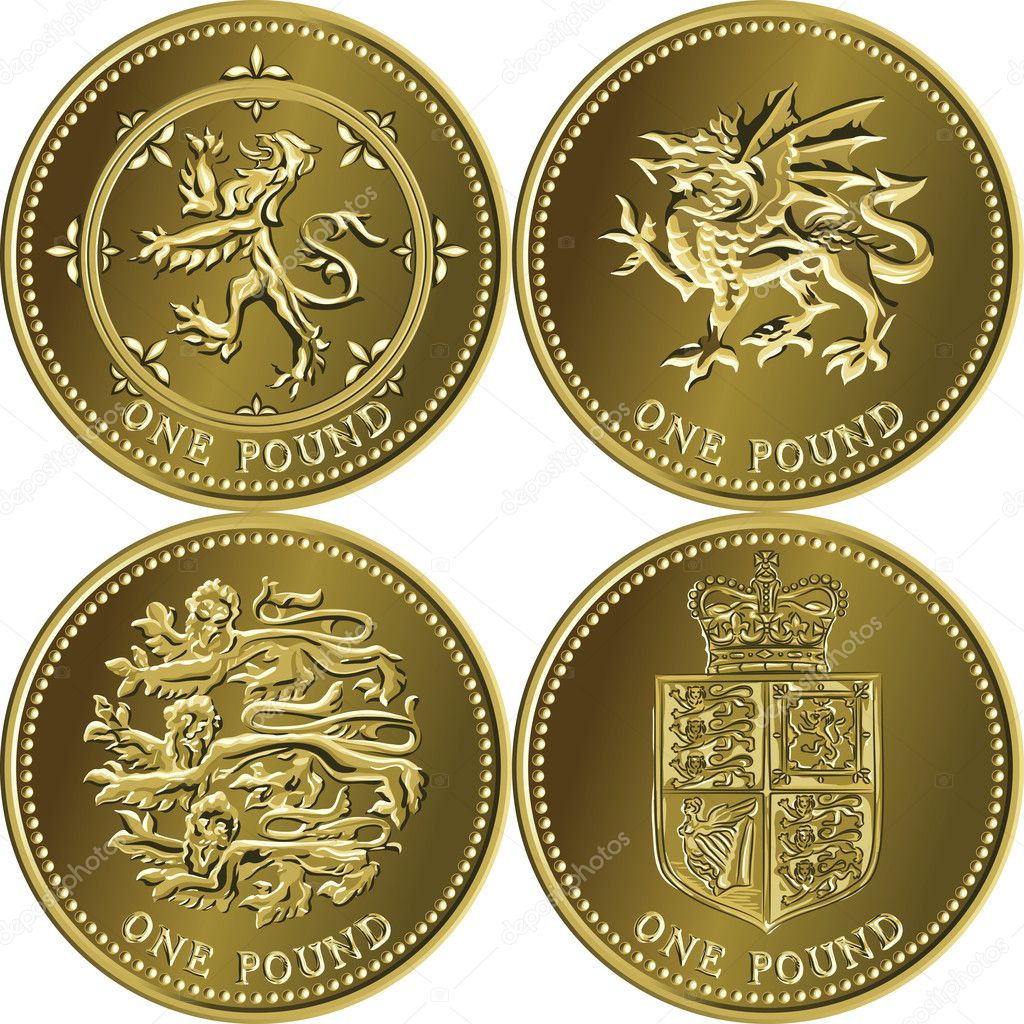 矢量集英国钱金币一磅图库矢量图©olgacov 9683278