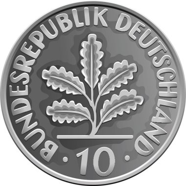 Vector Germany Money silver coin with Oak Leaves clipart