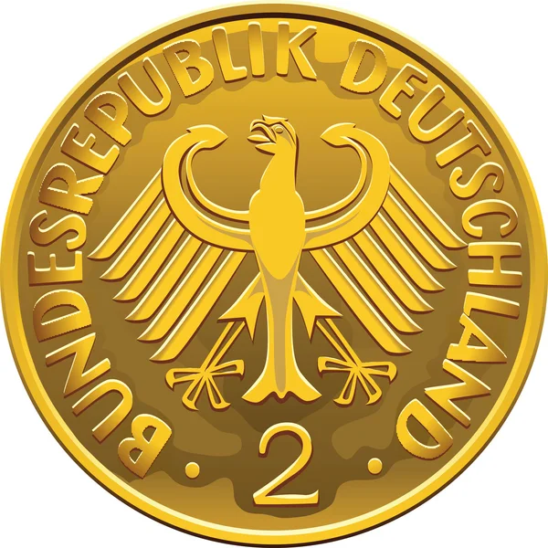 Vector Germany Money gold coin with heraldic eagle