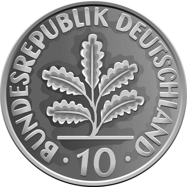 Vektorové Německo peníze stříbrné mince s dubovými ratolestmi — Stockový vektor