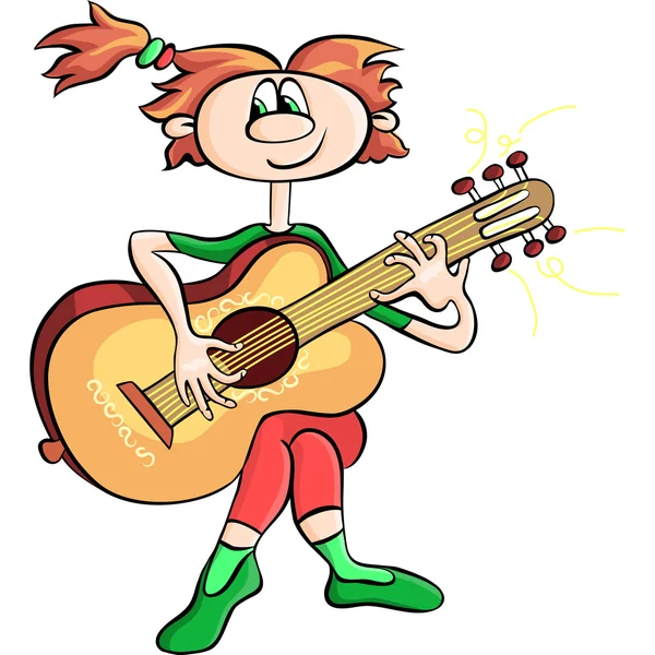 Vecteur dessin animé fille jouer la guitare — Image vectorielle