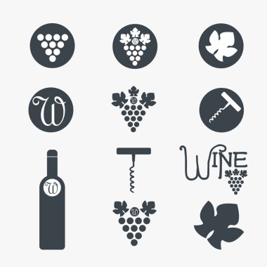Wine theme icons. Vector clipart