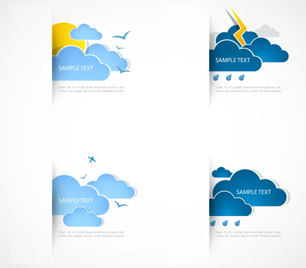 Set di nuvole con tempo diverso. Vettore — Vettoriale Stock