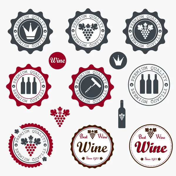 Collezione di etichette per vini di qualità premium con design vintage retrò — Vettoriale Stock