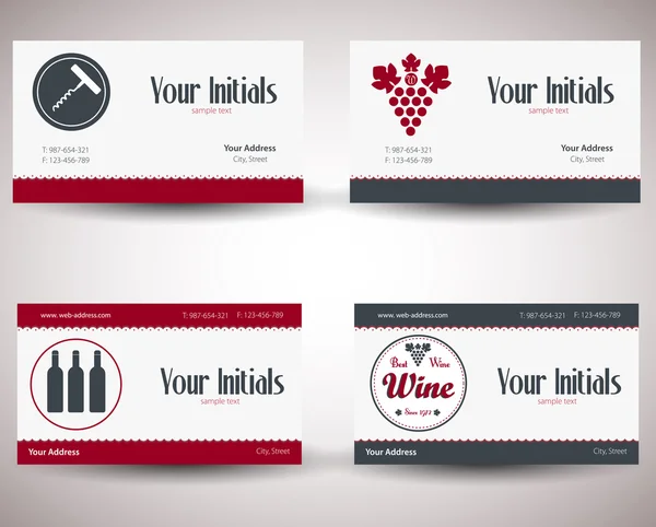 Vector retro vintage business card for wine business. — Stock Vector