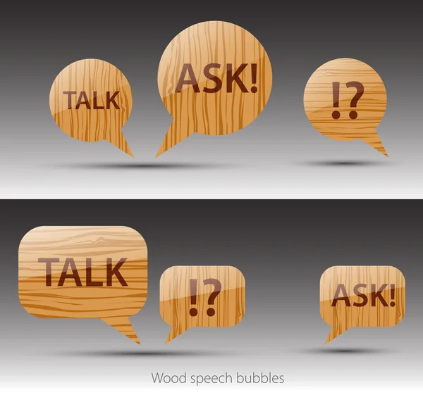 A set of Speech wooden bubbles. Vector — Stock Vector
