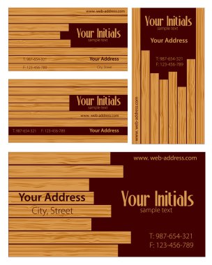 Wooden cards. Vector clipart