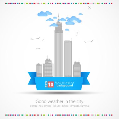 Sky-scraper. City theme background. Vector clipart