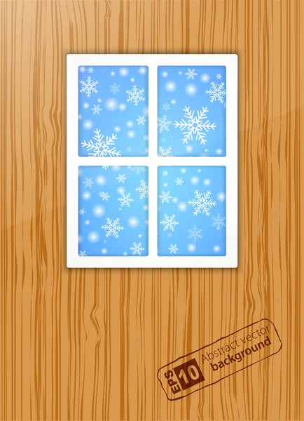 Kış penceresinin arkasına. vektör — Stok Vektör