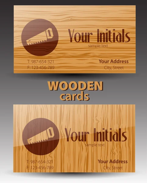 Cartões de madeira. Vetor — Vetor de Stock