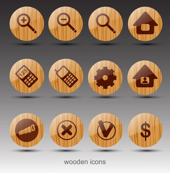 stock vector Wooden web icons. Vector