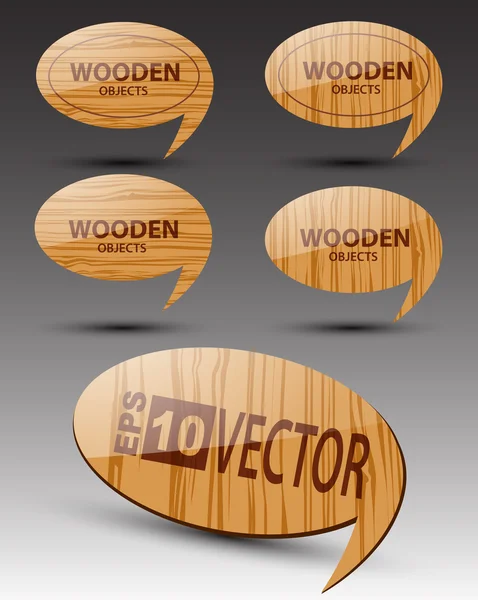 Un juego de burbujas de madera Speech. Vector — Vector de stock