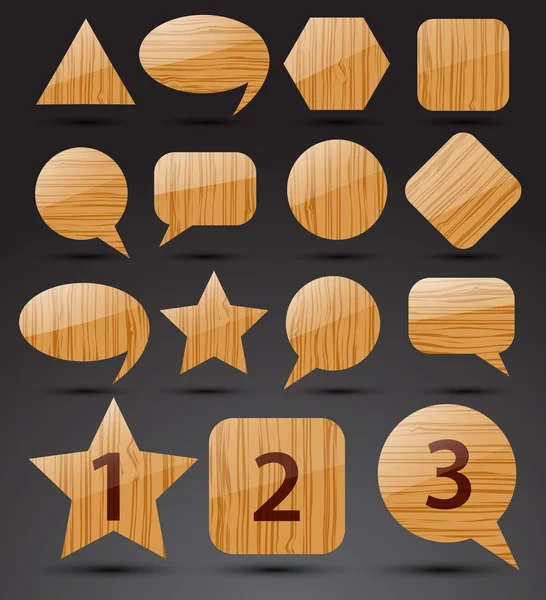 Conjunto de iconos de madera. Vector — Archivo Imágenes Vectoriales