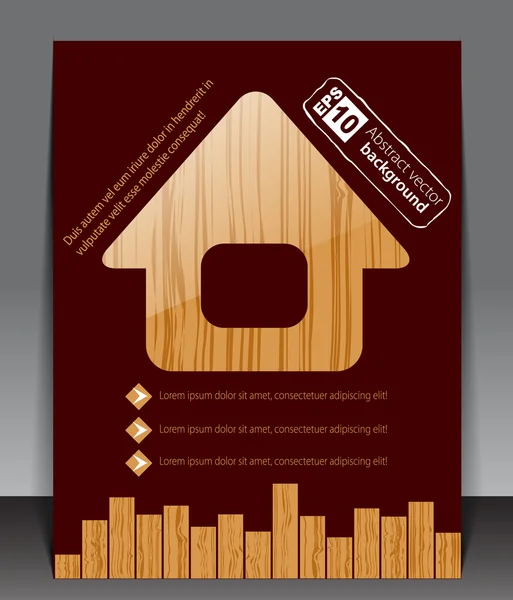 Holzrohling mit Haussymbol. Vektor — Stockvektor