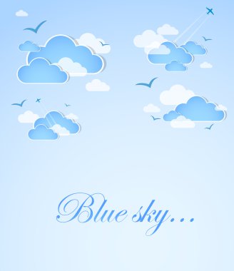 Blue sky with clouds. Vector clipart