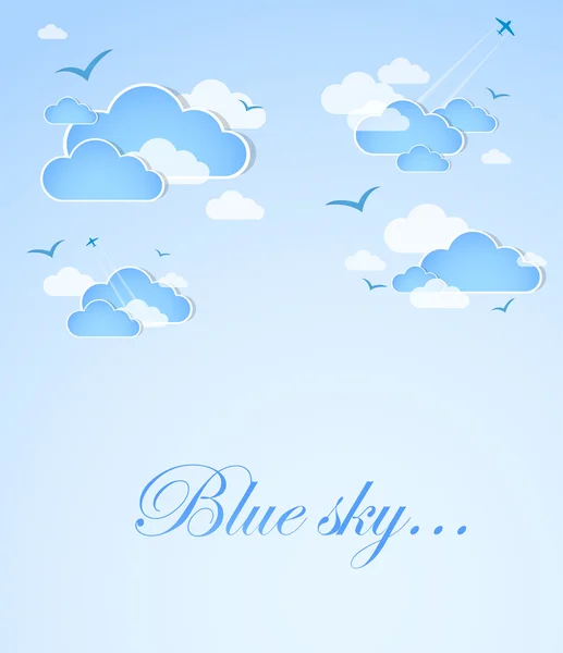 Ciel bleu avec nuages. Vecteur — Image vectorielle