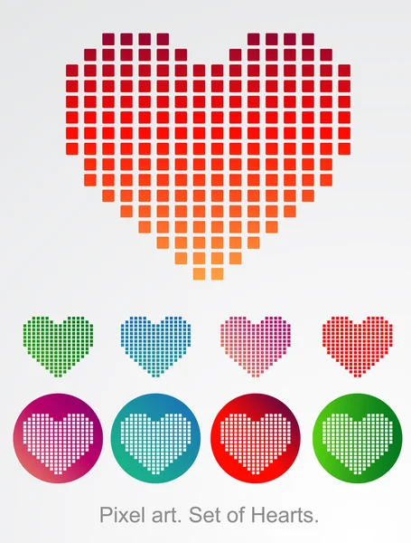 Σύνολο pixelated αγάπη καρδιές. διάνυσμα — Διανυσματικό Αρχείο